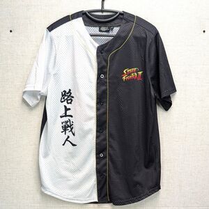 Street Fighter Capcom Short Sleeve Black & White Net Jersey Shirt Men's Size L